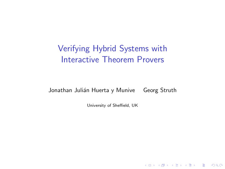 verifying hybrid systems with interactive theorem provers