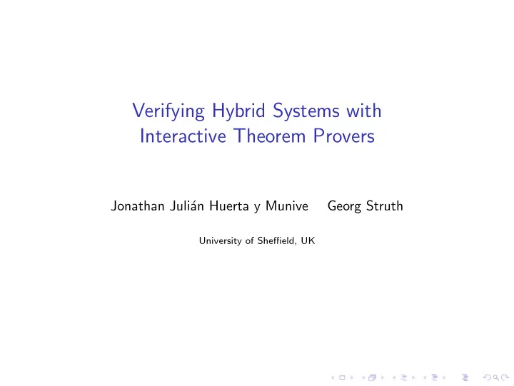 verifying hybrid systems with interactive theorem provers