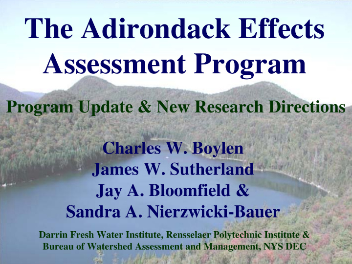 the adirondack effects assessment program