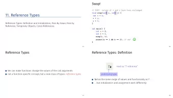 11. Reference Types  int t = x;  x = y;  y = t;  Reference Types: Definition and Initialization,
