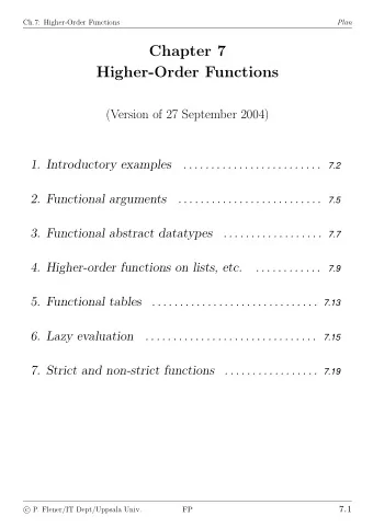Chapter 7  Higher-Order Functions  (Version of 27 September 2004)  1. Introductory examples  . . .