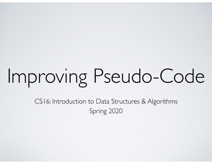 improving pseudo code