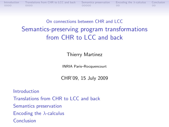 semantics preserving program transformations from chr to