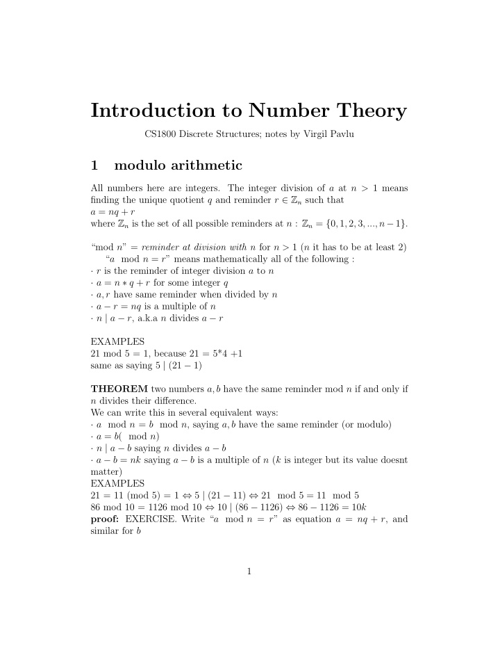 introduction to number theory