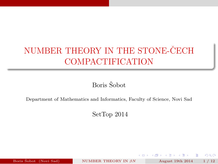 number theory in the stone cech compactification