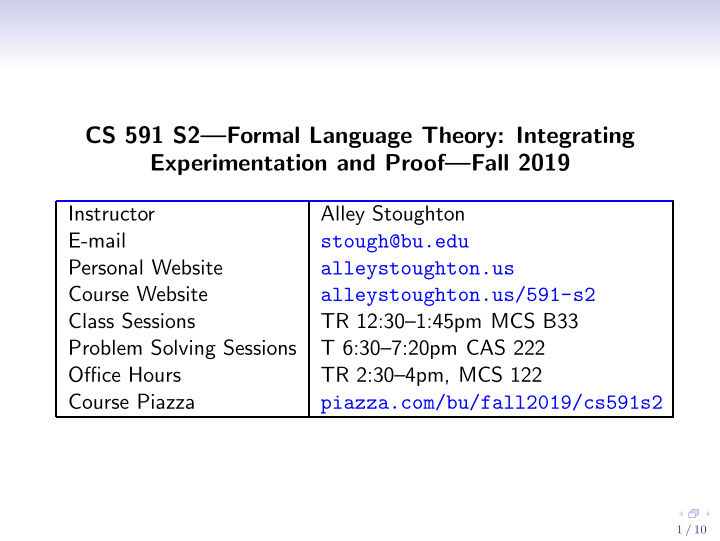 cs 591 s2 formal language theory integrating