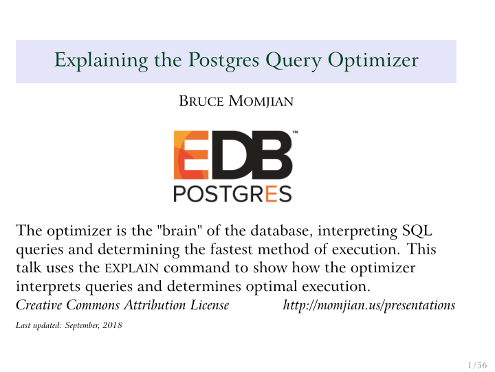 explaining the postgres query optimizer