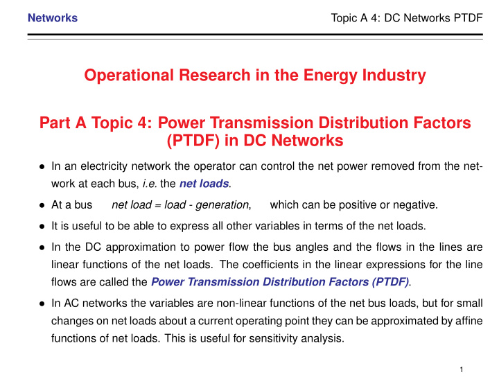 operational research in the energy industry part a topic