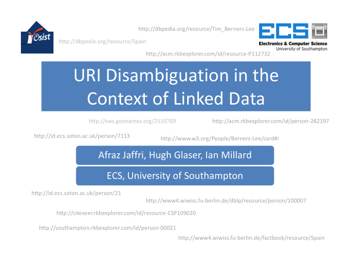 uri disambiguation in the context of linked data