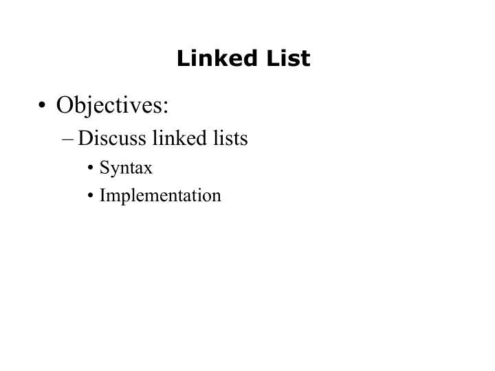 objectives