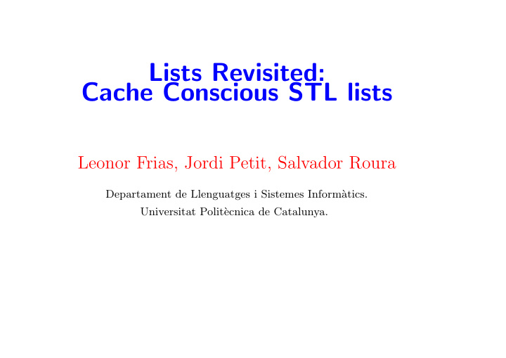 lists revisited cache conscious stl lists