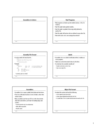 1  Linker  Loader  The linker takes a bunch of object files and resolves inter-file  How do