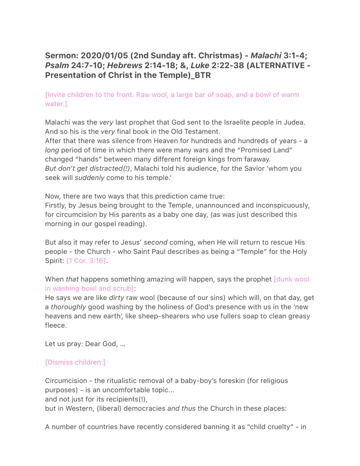 sermon 2020 01 05 2nd sunday aft christmas malachi 3 1 4