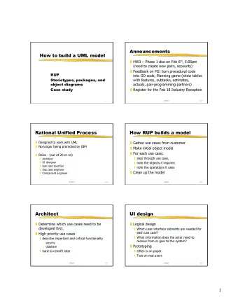 1  Requirements  Specification  Analysis model  Not all requirements go in a use case.  Class