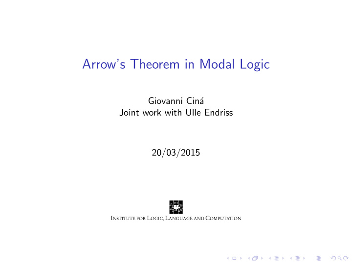 arrow s theorem in modal logic