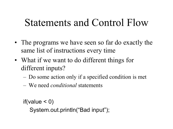 statements and control flow