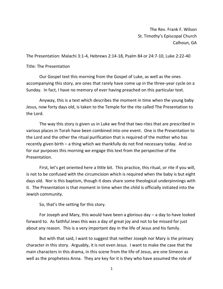the rev frank f wilson st timothy s episcopal church