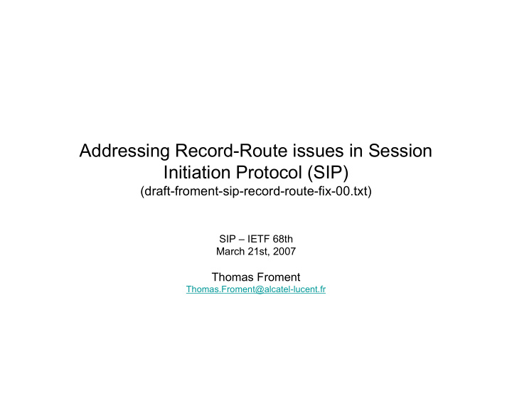 addressing record route issues in session initiation