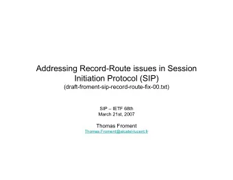 Addressing Record-Route issues in Session  Initiation Protocol (SIP)