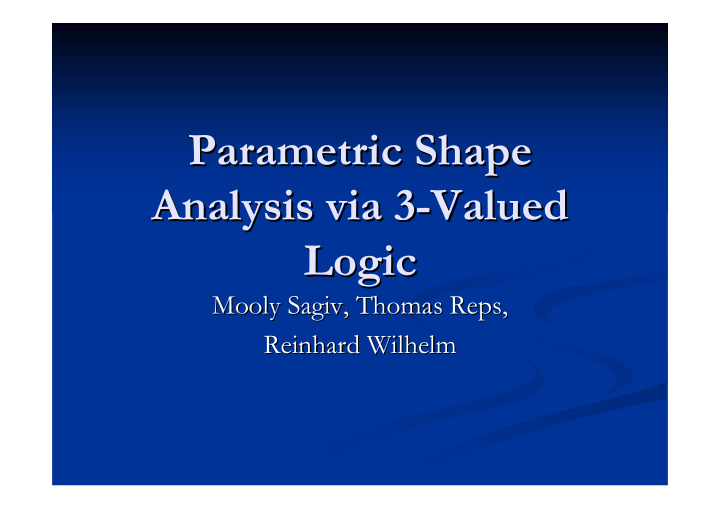 parametric shape parametric shape analysis via 3 valued