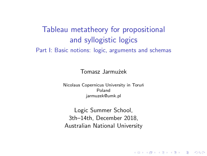 tableau metatheory for propositional and syllogistic