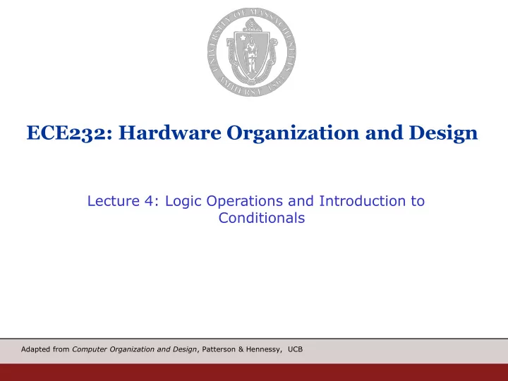ece232 hardware organization and design