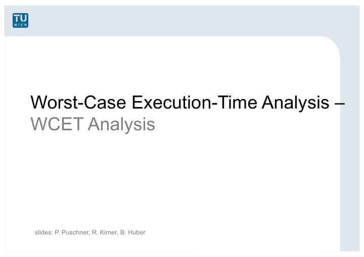 worst case execution time analysis wcet analysis