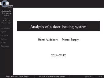 Analysis of a door locking system  Introduction  Signals  Hardware  Software  Rmi Audebert