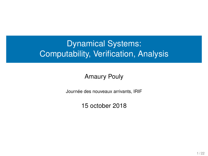 dynamical systems computability verification analysis