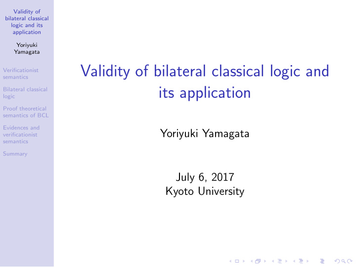 validity of bilateral classical logic and