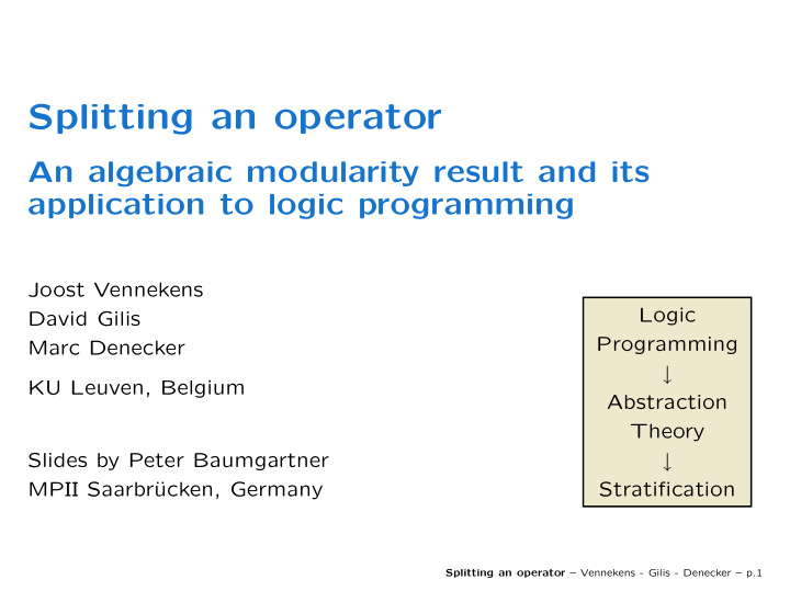 splitting an operator