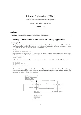 Software Engineering I (02161)  Additional Informaton for Programming Assignment 5  Assoc. Prof.