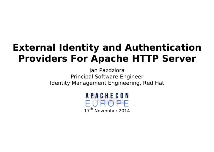 external identity and authentication providers for apache