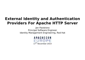 External Identity and Authentication  Providers For Apache HTTP Server  Jan Pazdziora  Principal
