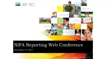 NIFA Reporting Web Conference  December 14, 2017  Start Recording  Adam Preuter    Adam is