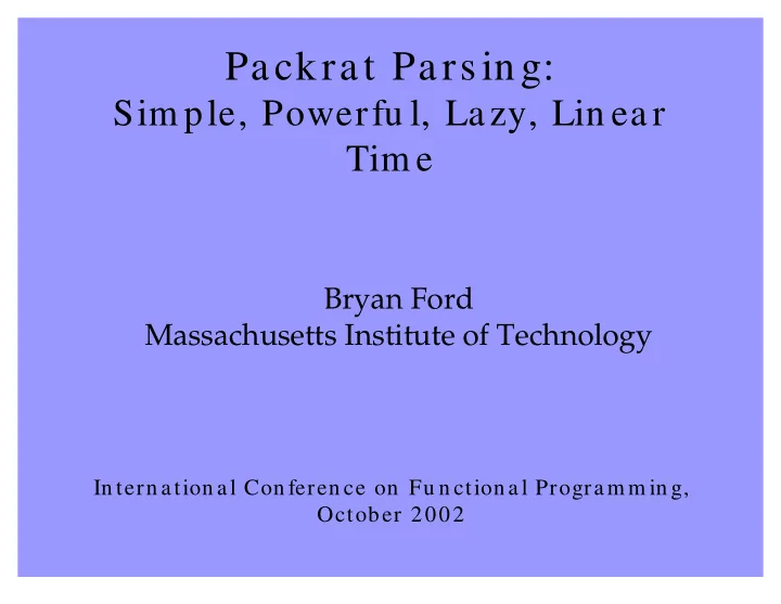 packrat parsin g