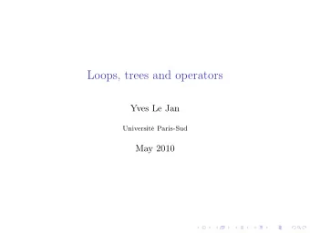 Loops, trees and operators  Yves Le Jan  Universit Paris-Sud  May 2010  ENERGY and GREEN FUNCTION