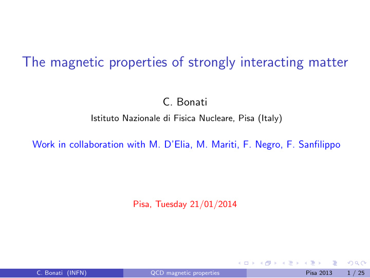 the magnetic properties of strongly interacting matter
