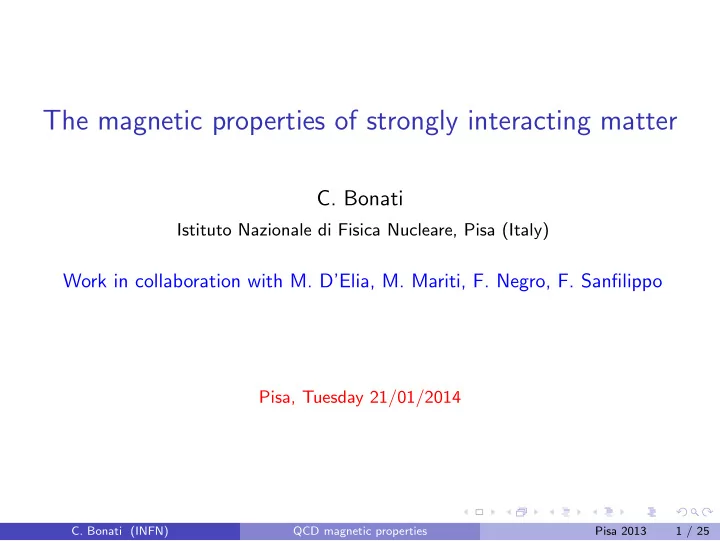 the magnetic properties of strongly interacting matter