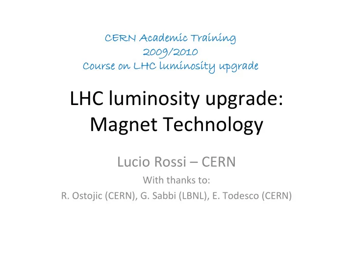 cern academic training cern academic training 2009 2010