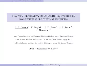 quantum criticality in Ce(Co , Rh)In 5 studied by  low-temperature thermal expansion J. G. Donath 1