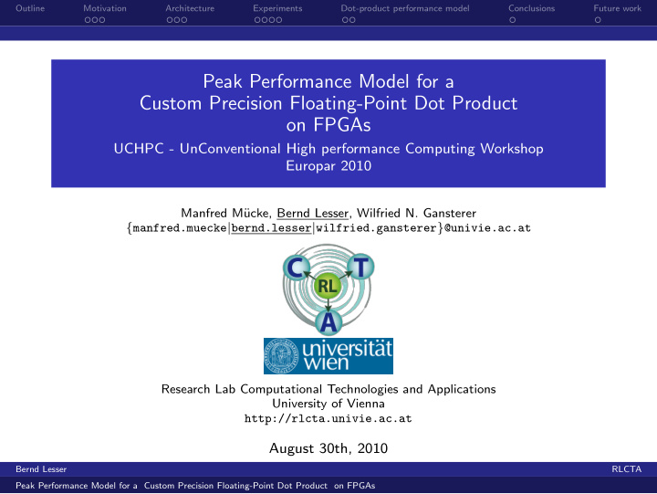 peak performance model for a custom precision floating