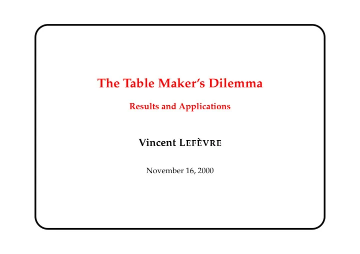 the table maker s dilemma