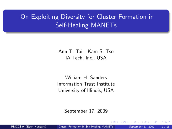 on exploiting diversity for cluster formation in self