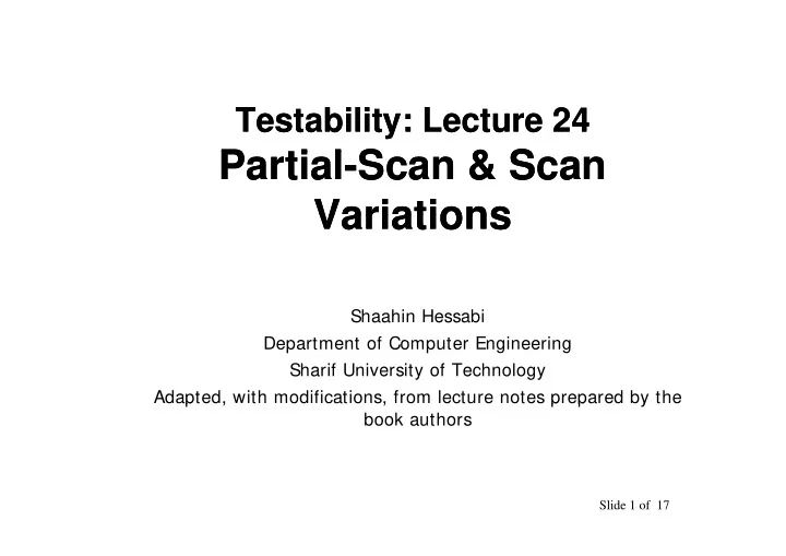 p p partial partial scan scan ti l ti l s s scan scan s s