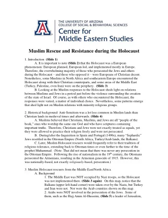 Muslim Rescue and Resistance during the Holocaust 1. Introduction (Slide 1) A. It is important to