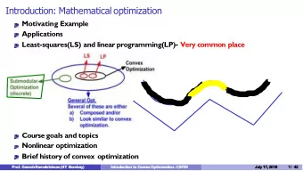 Introduction: Mathematical optimization  Motivating Example  Applications Least-squares(LS) and