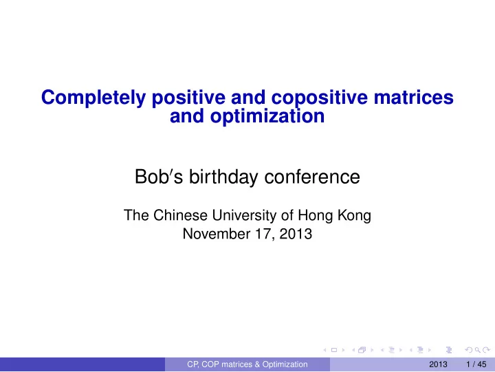 completely positive and copositive matrices and