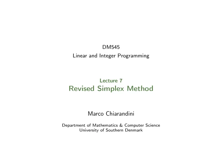 revised simplex method