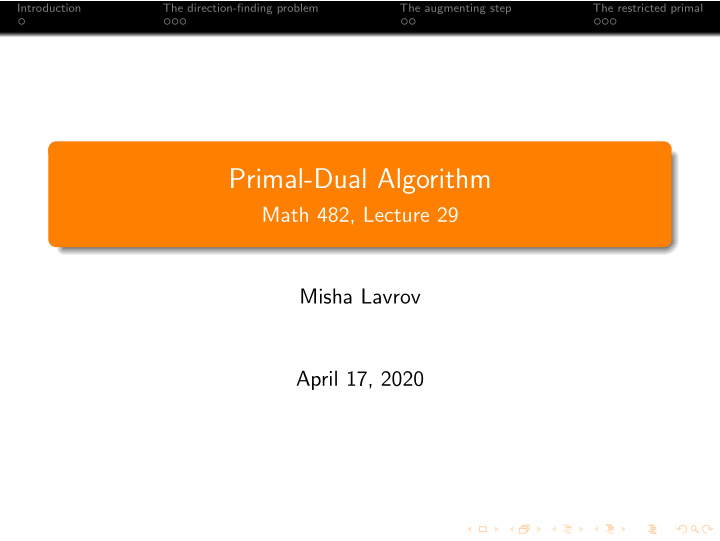primal dual algorithm